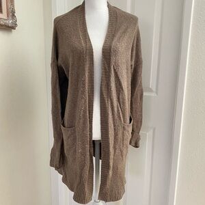 Ruby Moon Oversized Relaxed Open Front Brown Cardigan 2 Front Pockets As Is